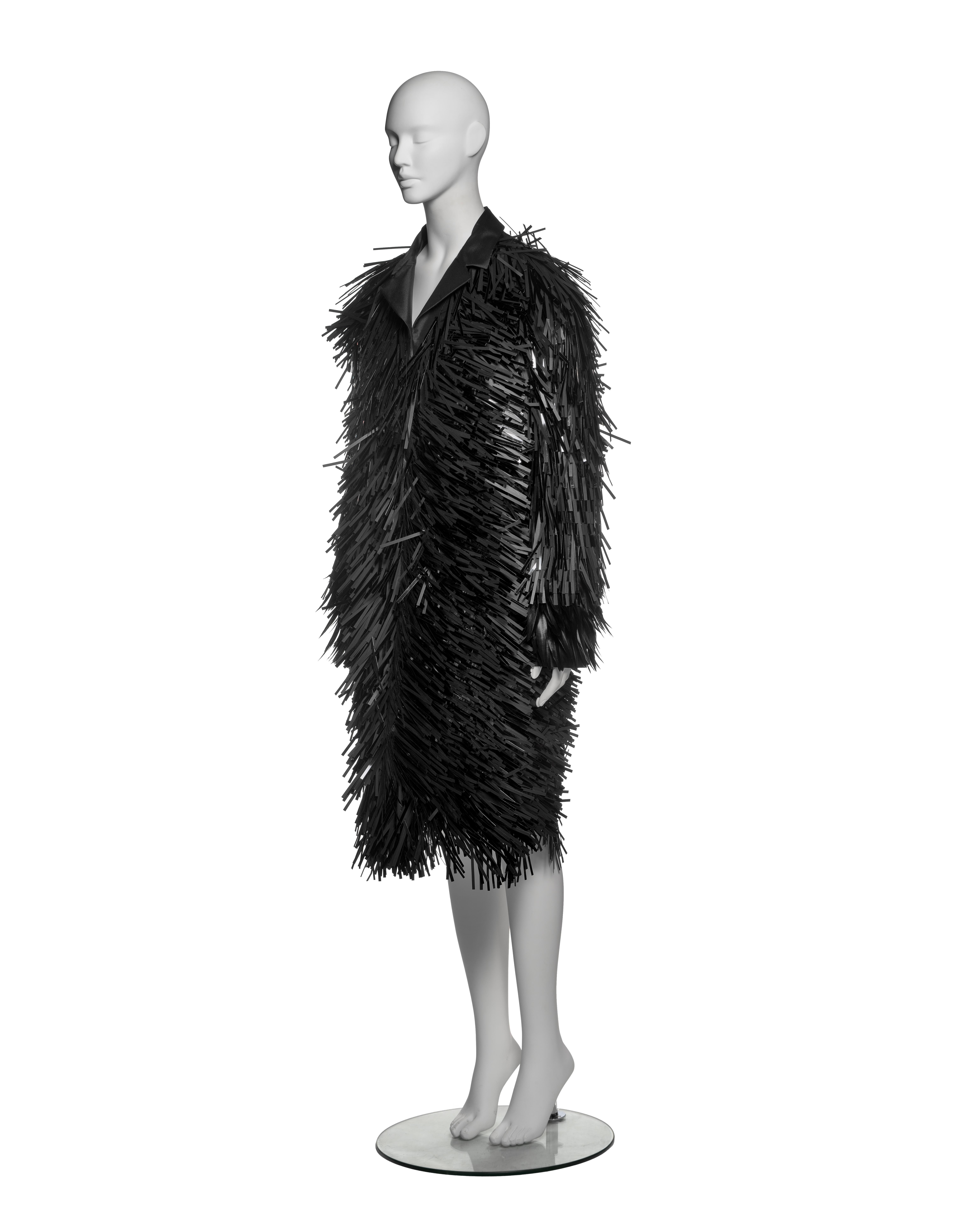 Prada Evening Coat with Plastic Fringe Adornments and Feather Cuffs, FW 2007 For Sale 15
