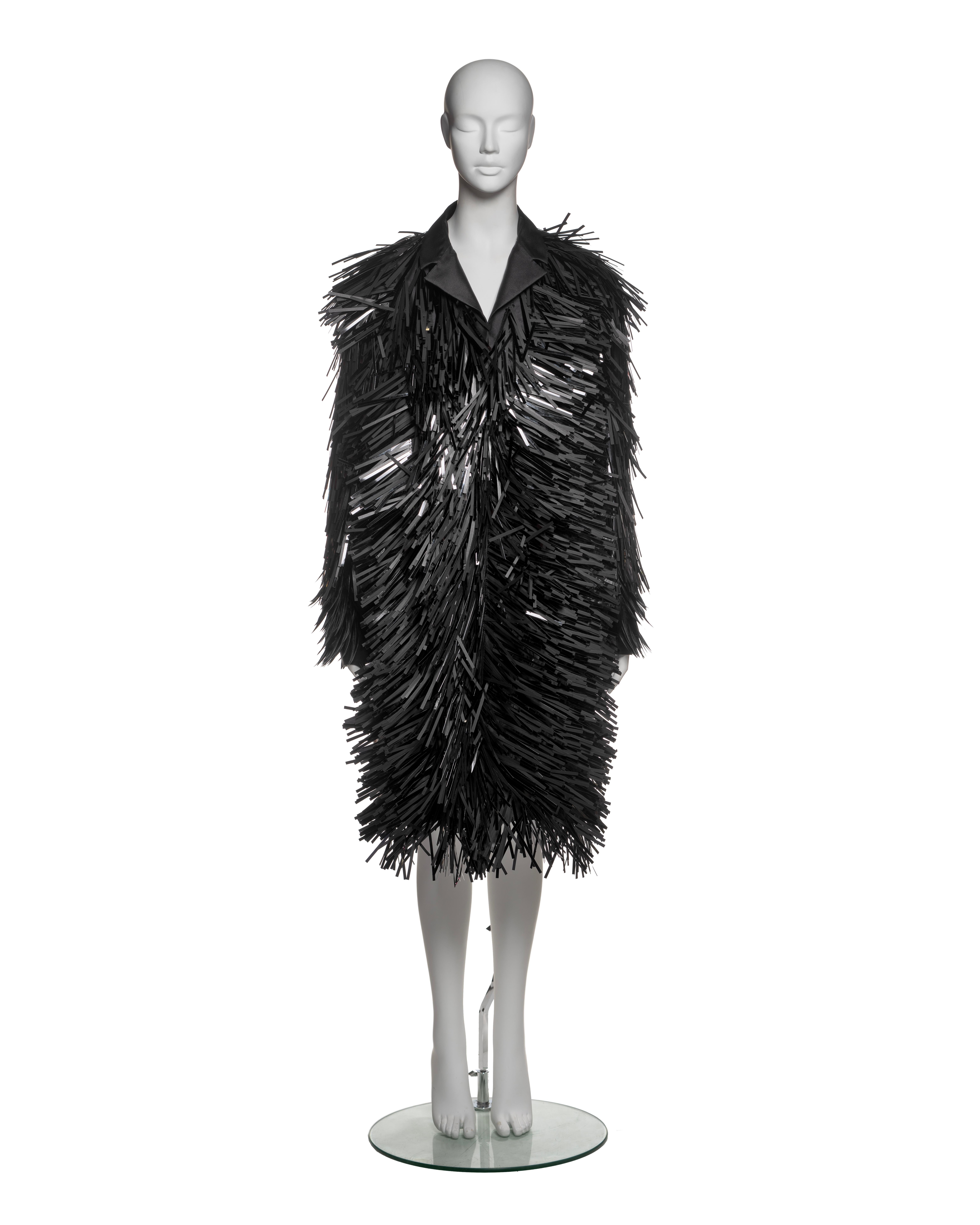 Women's Prada Evening Coat with Plastic Fringe Adornments and Feather Cuffs, FW 2007 For Sale