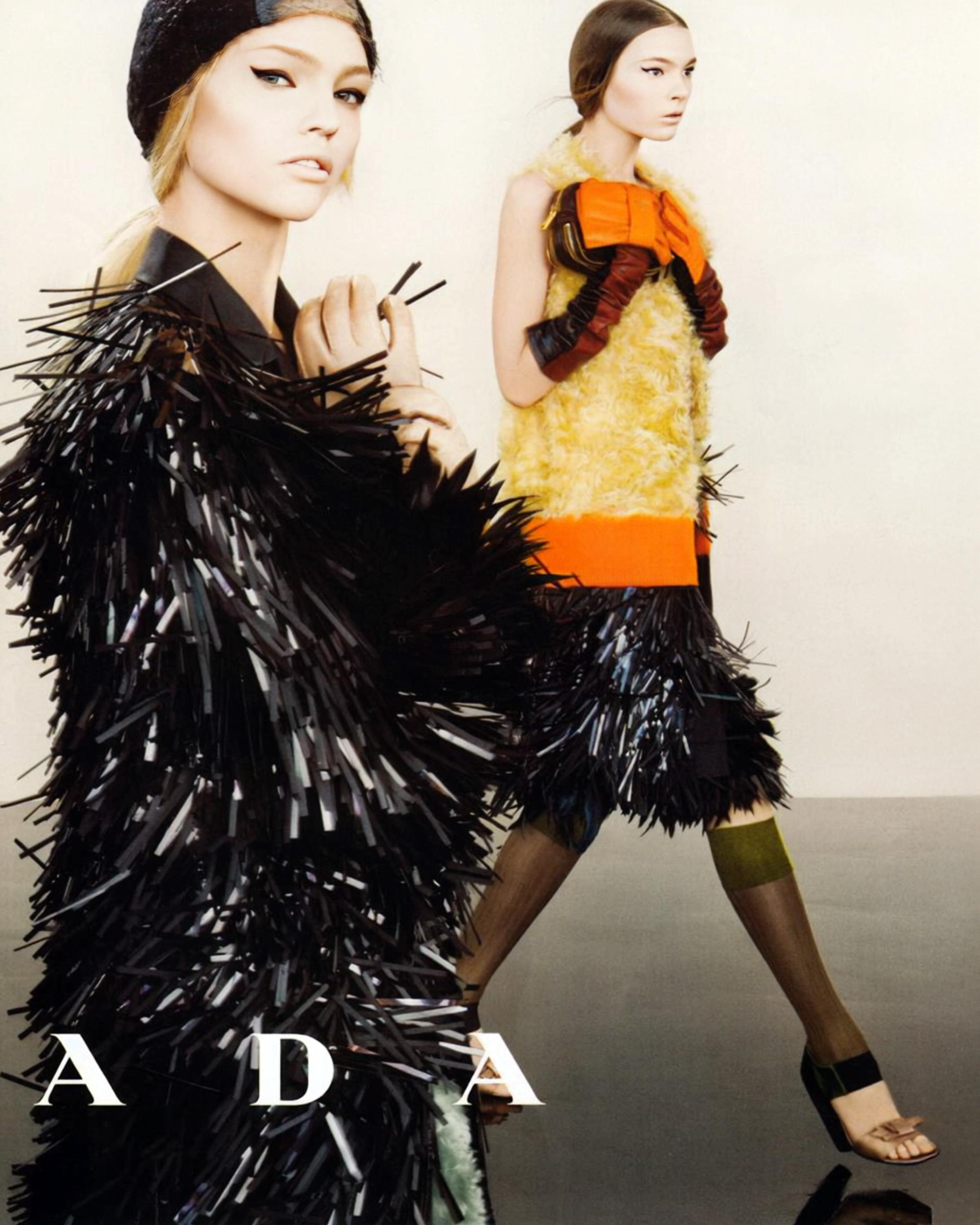 Prada Evening Coat with Plastic Fringe Adornments and Feather Cuffs, FW 2007 For Sale 2