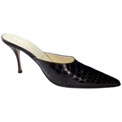 Prada Exotische braune Alligatorleder-Pumps mit hohem Absatz und Pantoletten