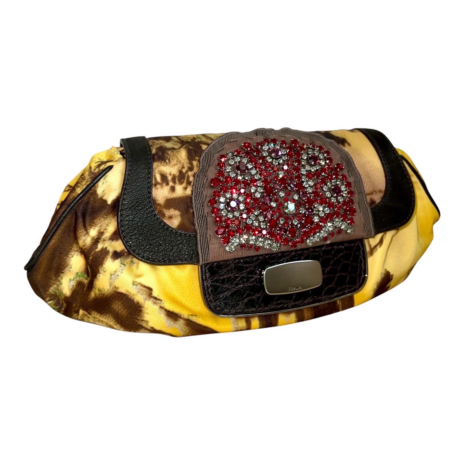 Wonderful exotic Prada Bag
Unusual piece, hard to find
Silver-tone hardware
Durable nylon fabric with landscape print discreetly marked 