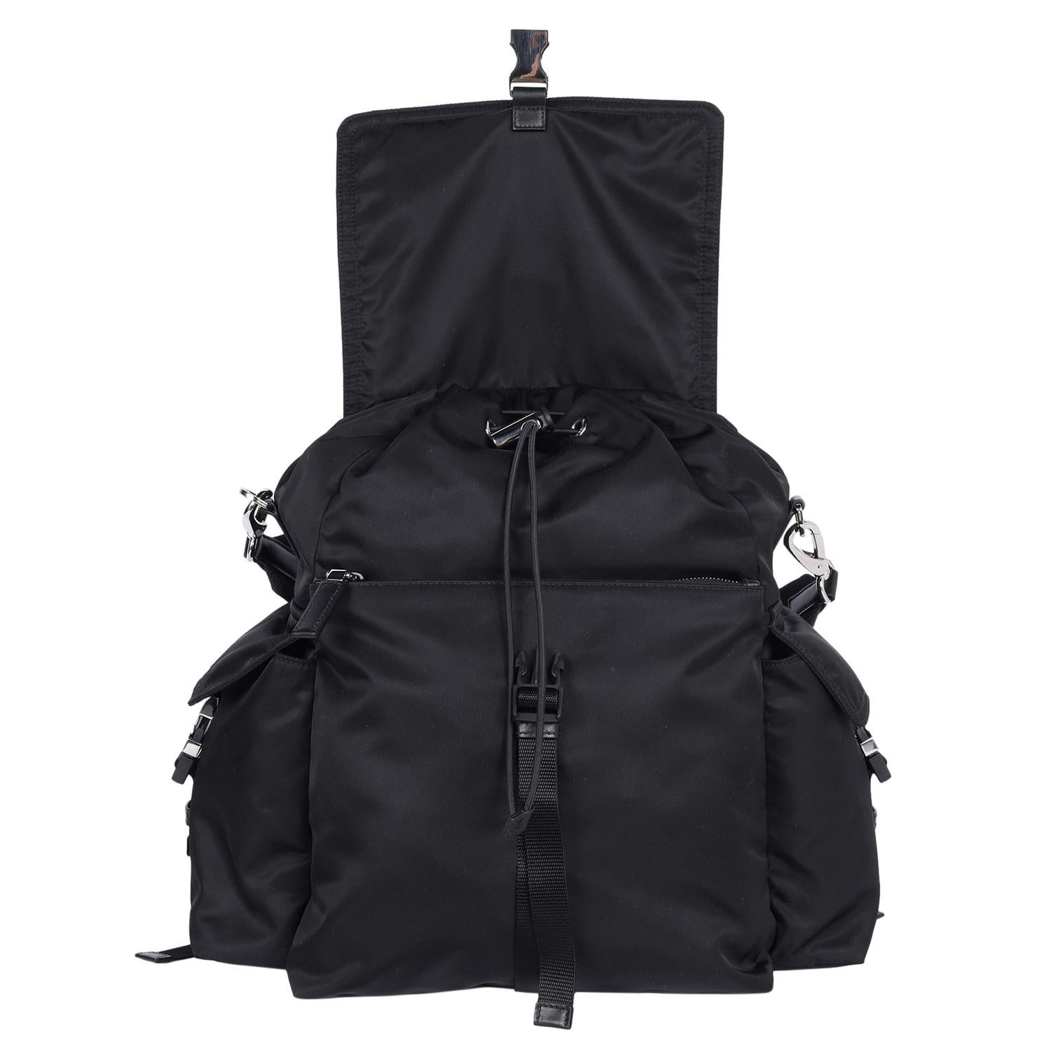 PRADA Explore Re-Nylon and leather backpack black 6