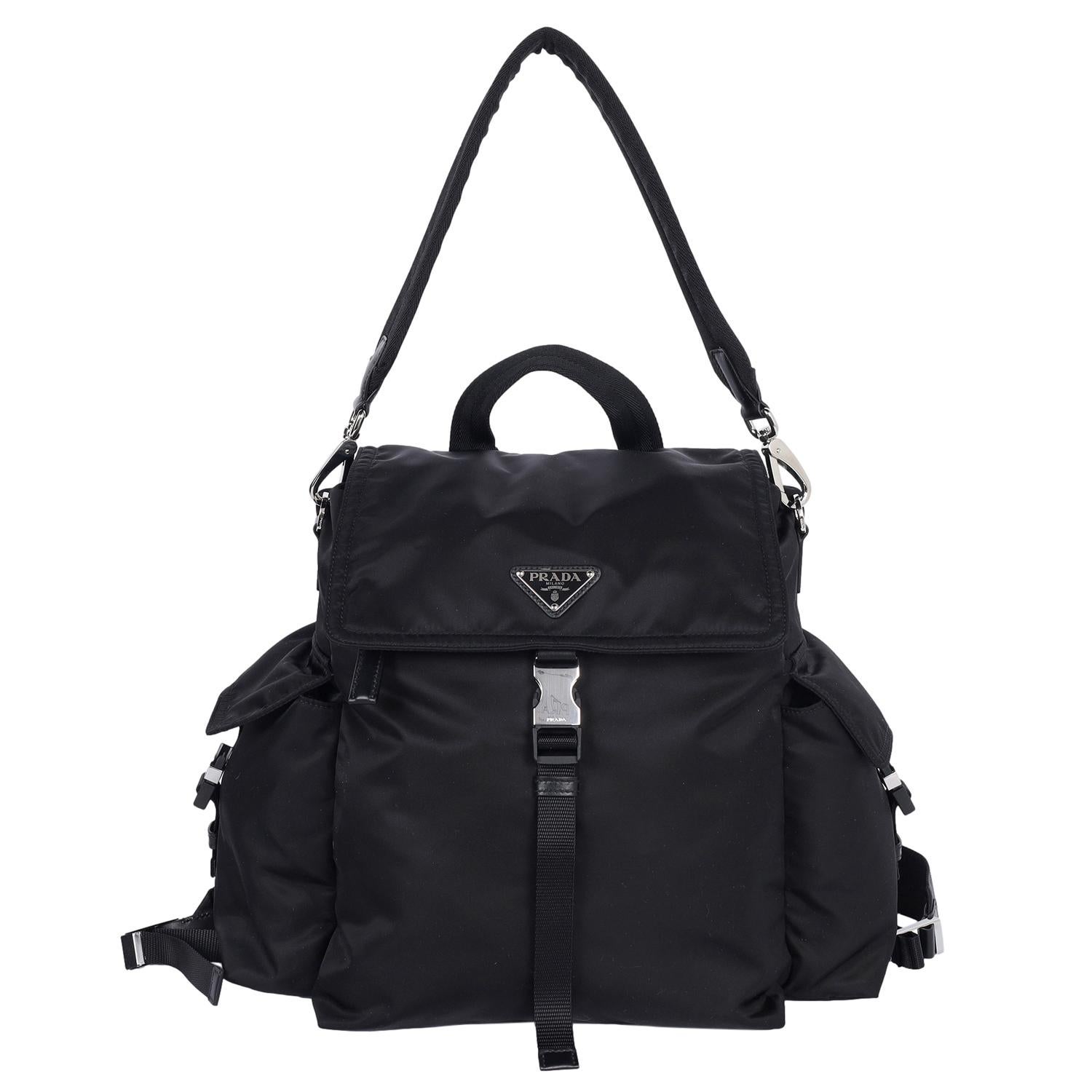 Black PRADA Explore Re-Nylon and leather backpack black
