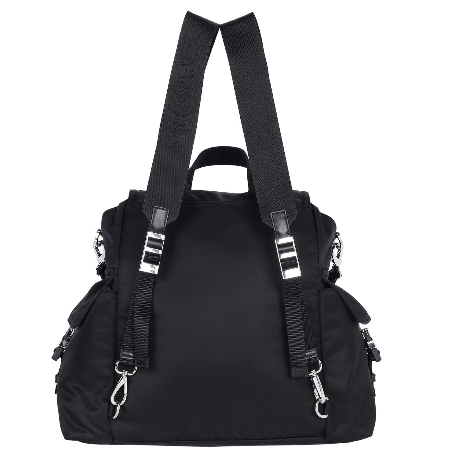 Women's or Men's PRADA Explore Re-Nylon and leather backpack black