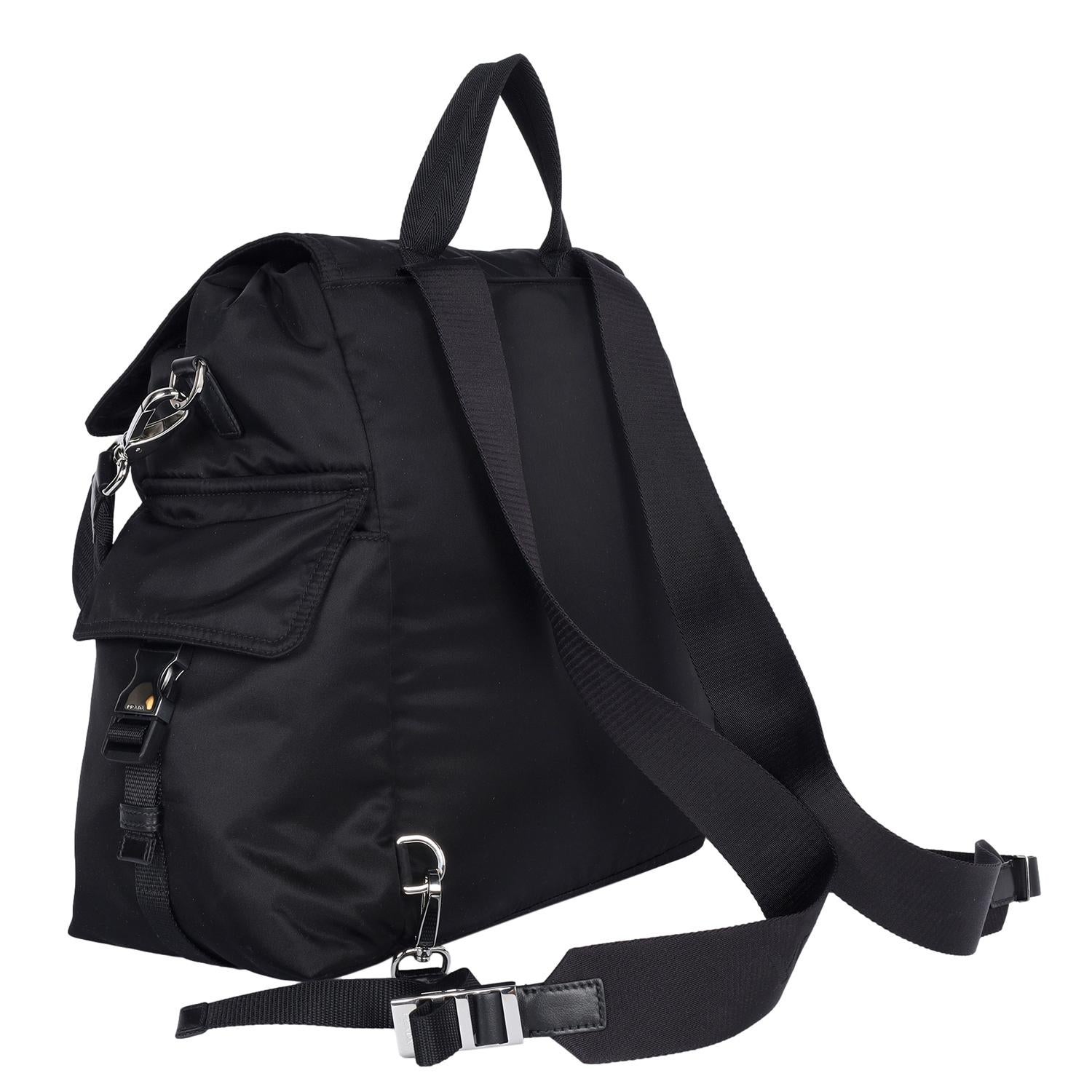 PRADA Explore Re-Nylon and leather backpack black 1