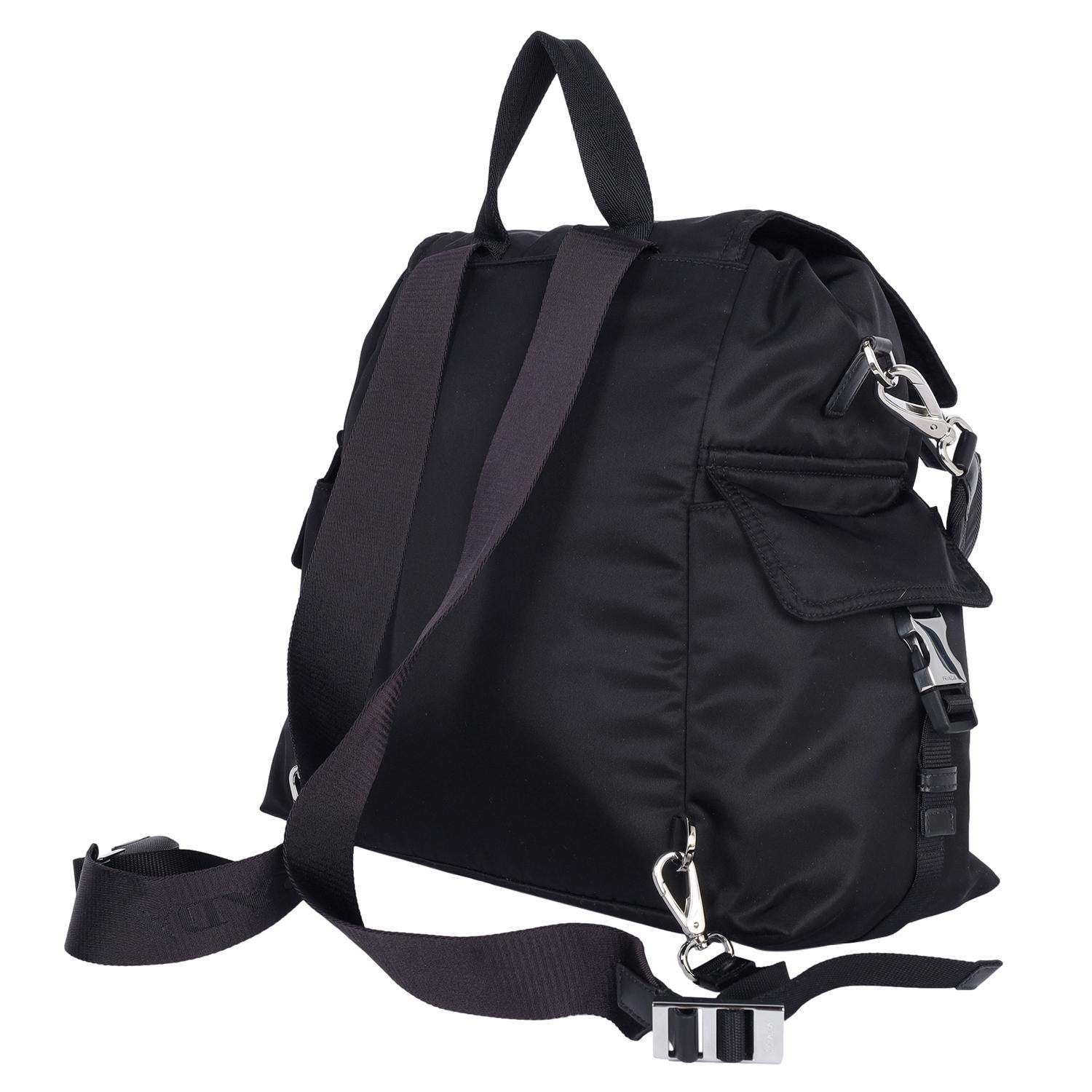 PRADA Explore Re-Nylon and leather backpack black 2