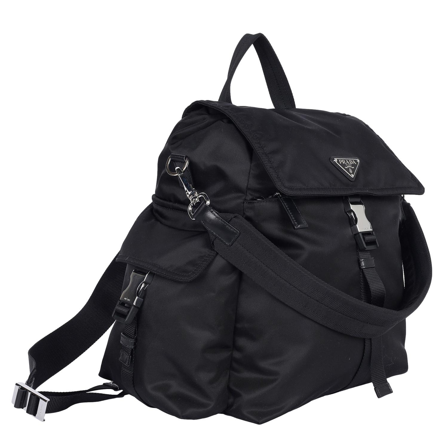 PRADA Explore Re-Nylon and leather backpack black 3