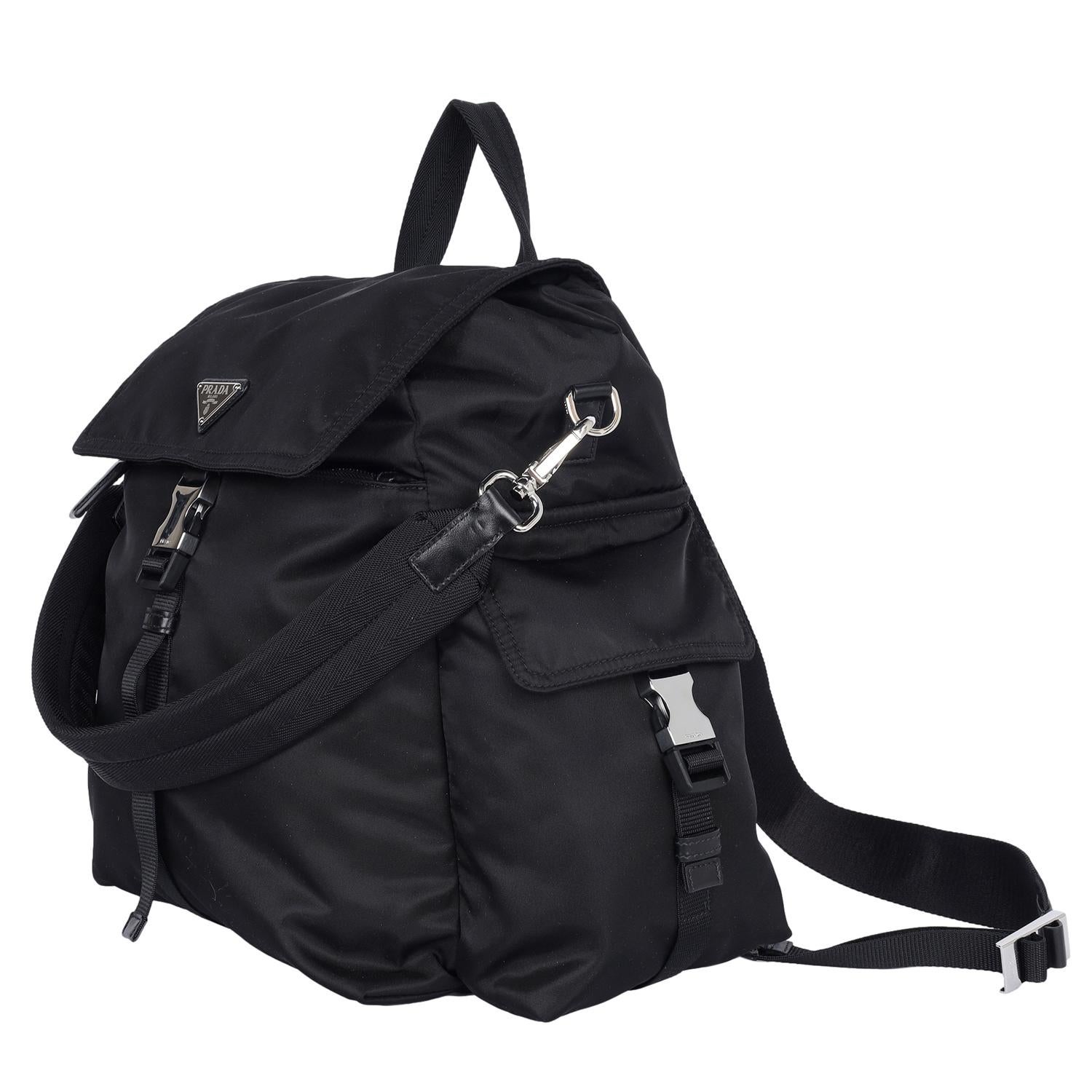 PRADA Explore Re-Nylon and leather backpack black 4