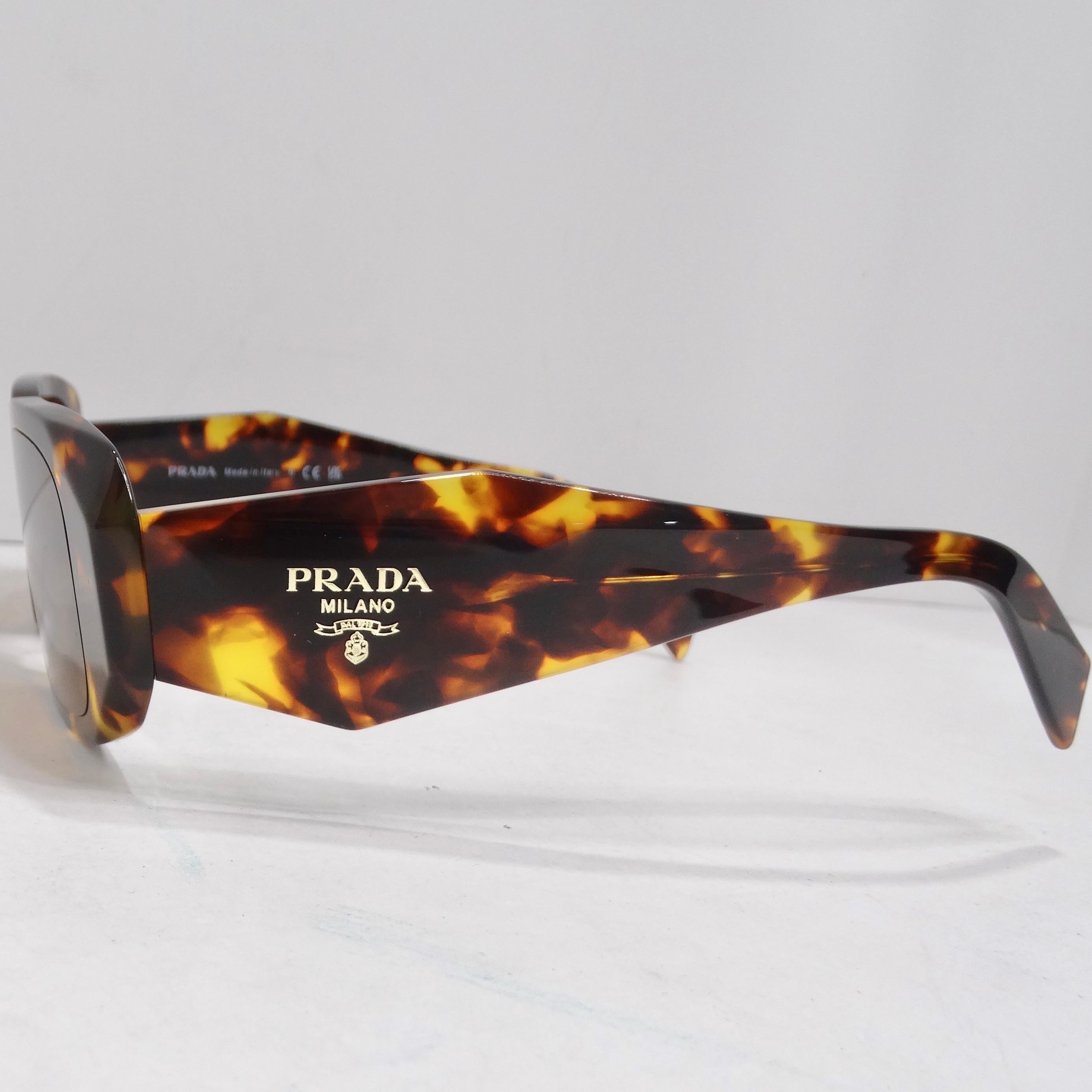 Prada Eyewear Tortoise Shell Square Frame Sunglasses For Sale 2
