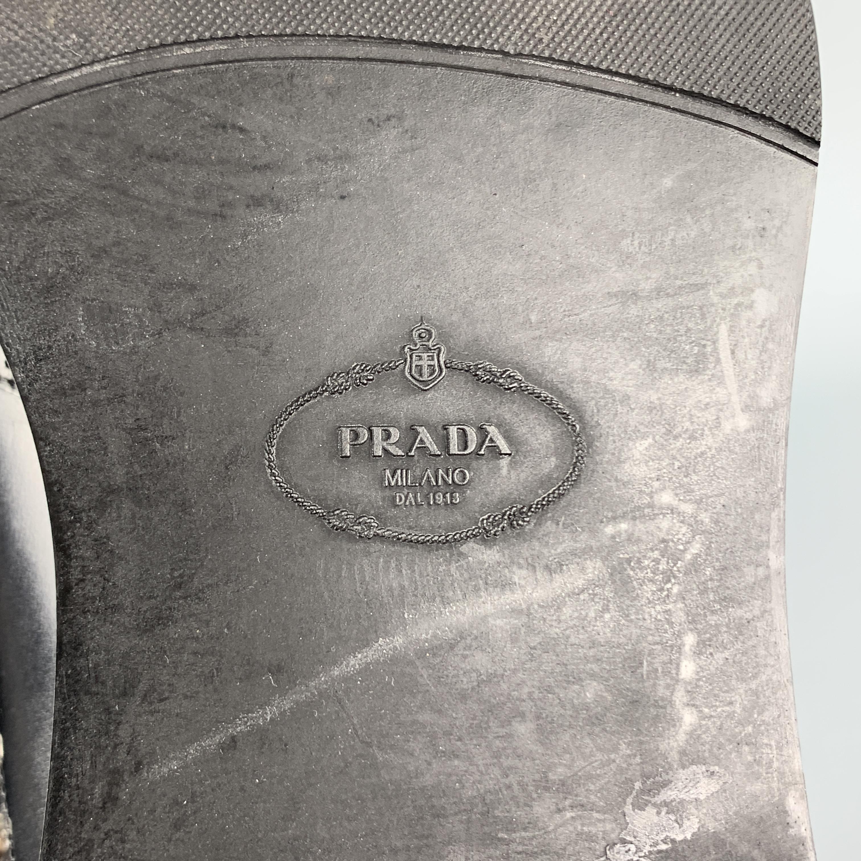 PRADA F/W 09 Size 10.5 Black Studded Leather Cap Toe Lace Up Shoes 3