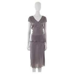 Prada F/W 1997 dunkelgraue Perlenbluse und Rockset