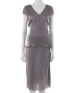 Prada F/W 1997 dark grey beaded blouse and skirt set