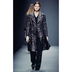 Prada F/W 1997 Olive Iridescent Windowpane-Check Quilted Belted Blazer