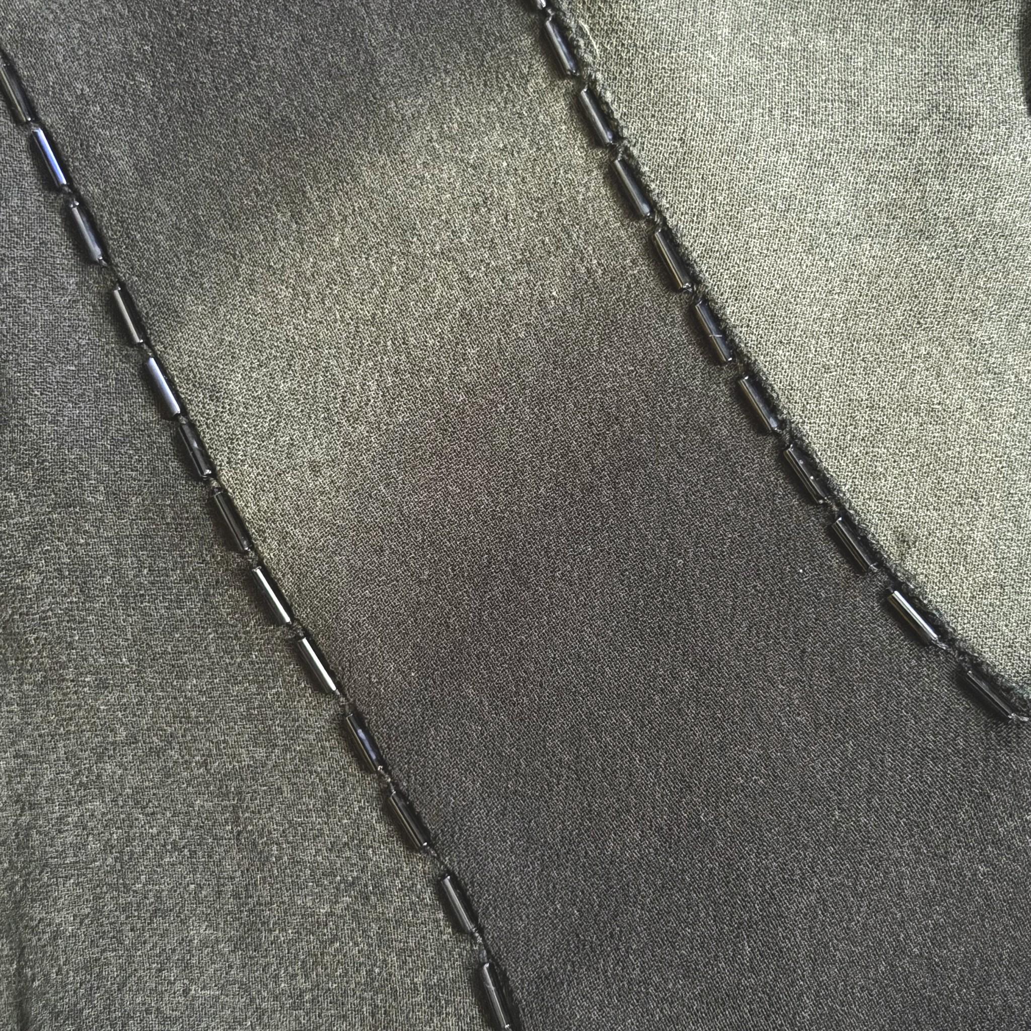 Prada F/W 1997 Olive Silk Beaded Runway Top in vendita 2