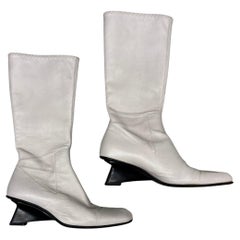 Prada H/W 1998 Hellgraue Lederstiefel