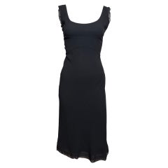 Prada F/W 2000 Black Ruffle-Trimmed Midi Dress