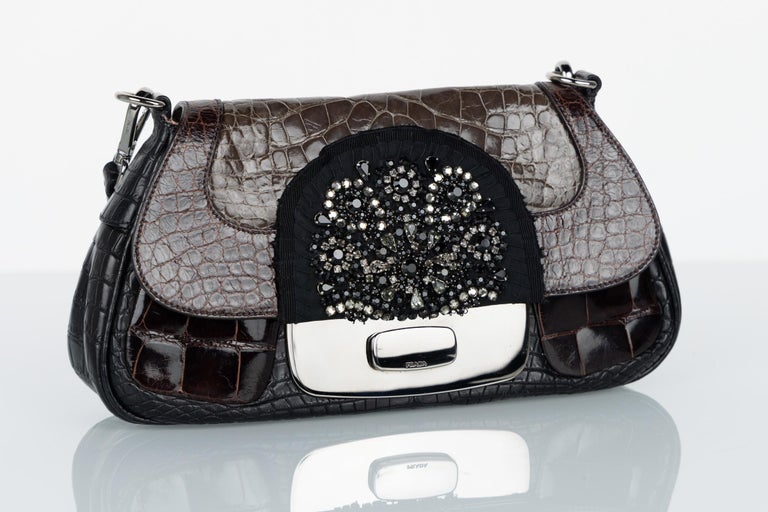 Prada F/W 2004 Crocodile Jeweled Bag Limited Edition For Sale at