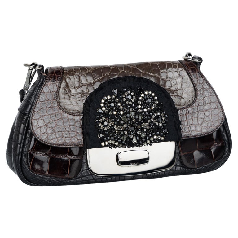 Prada F/W 2004 Crocodile Jeweled Bag Limited Edition For Sale at