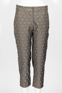 Prada F/W 2004 Crystal Embellished Silk Capri Pants Limited Edition