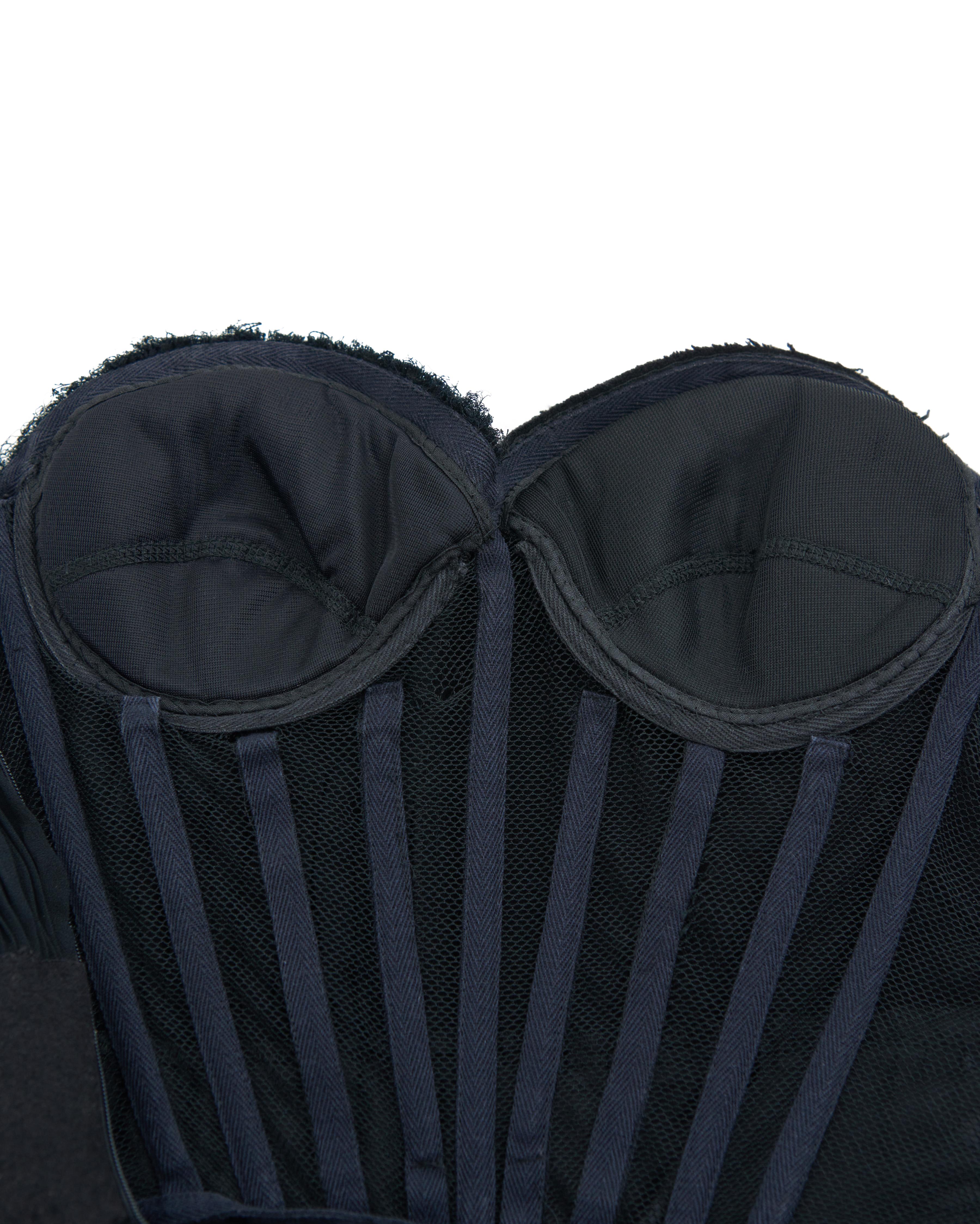 Prada F/W 2006 Black strapless chiffon dress For Sale 7