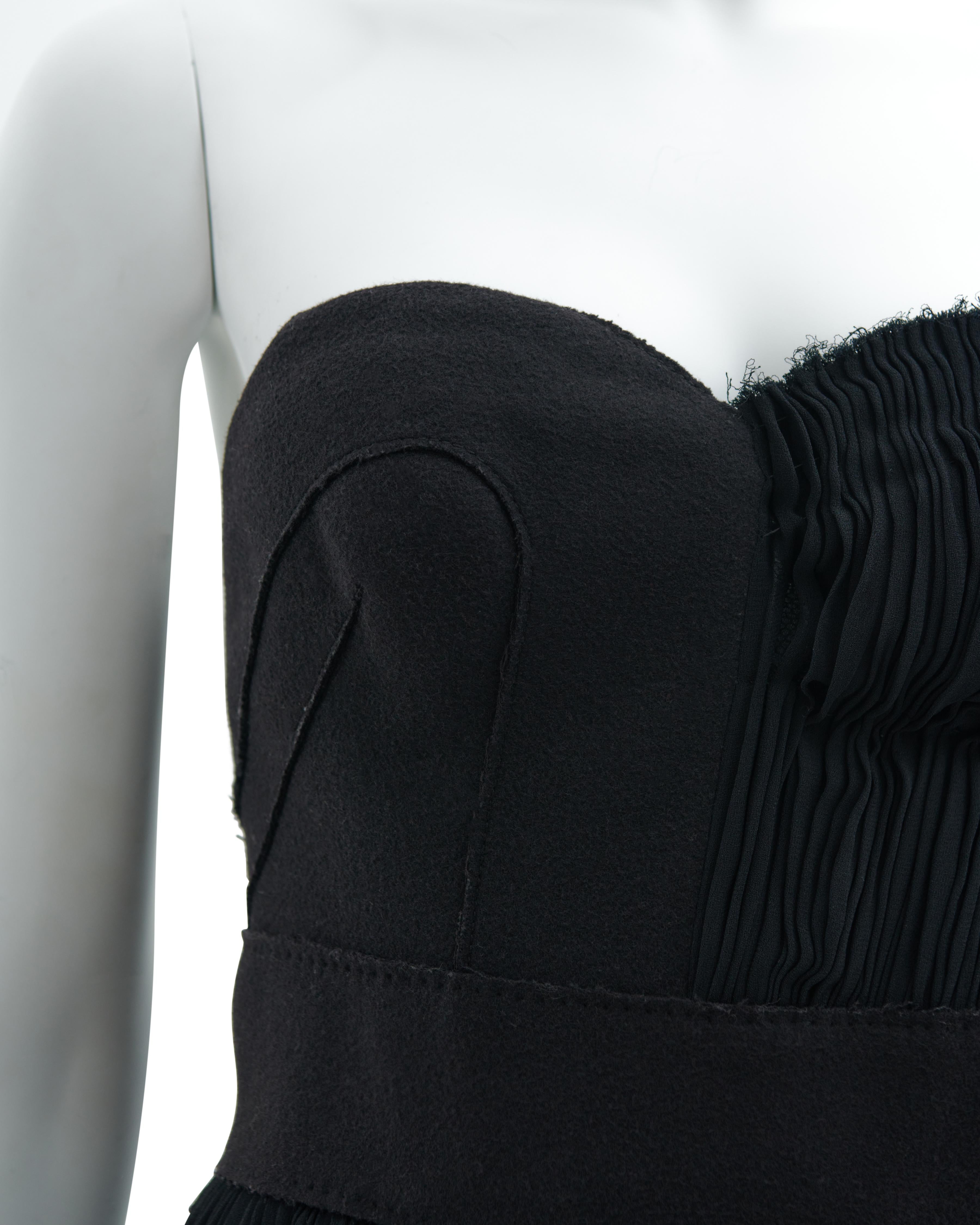 Prada F/W 2006 Black strapless chiffon dress For Sale 2