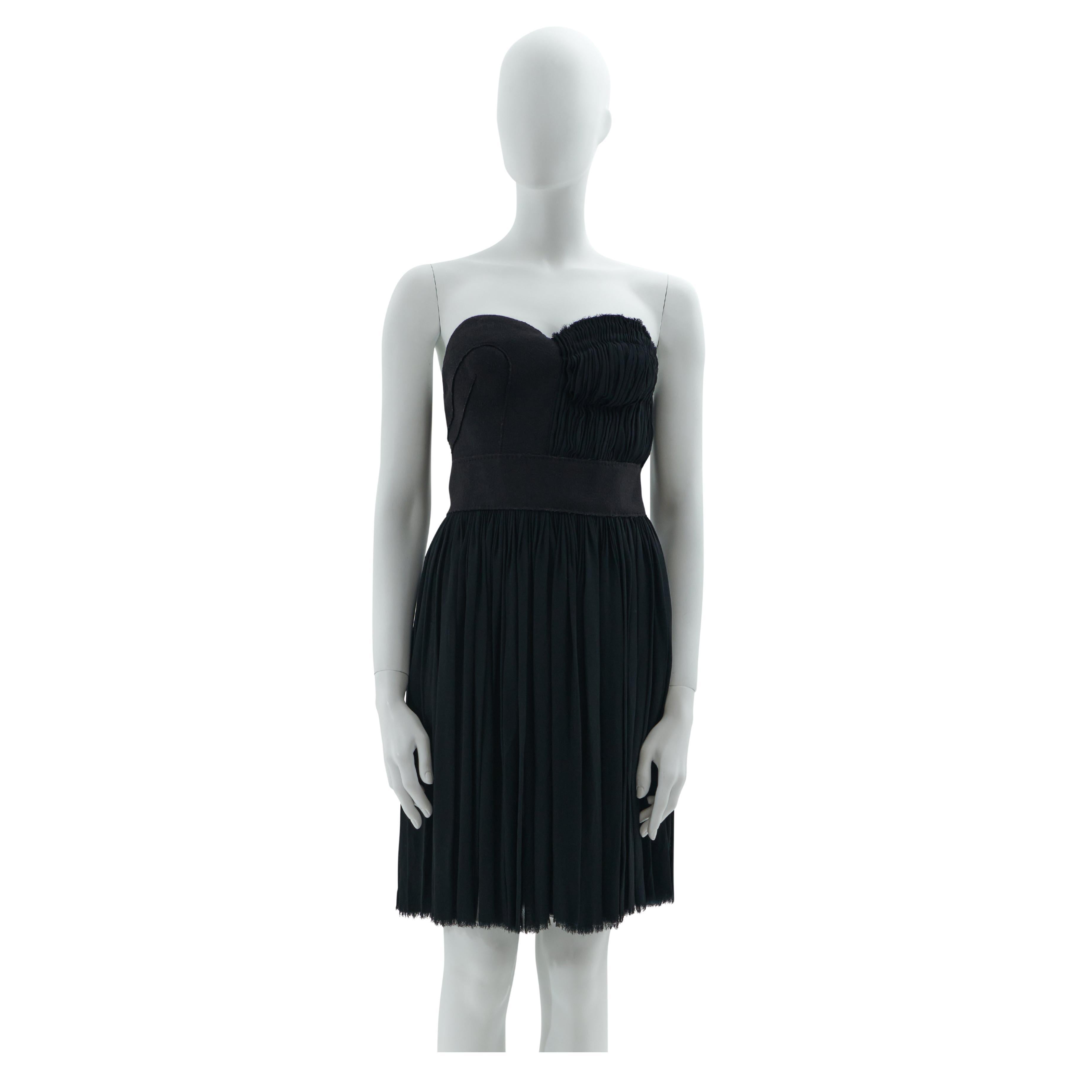 Prada F/W 2006 Black strapless chiffon dress For Sale