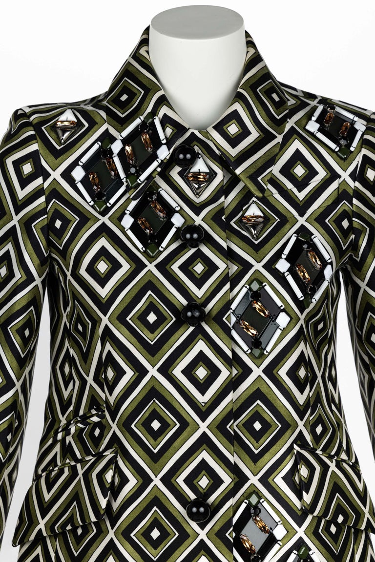 Prada F/W 2012 Geometric Print Crystal and Plexi Embellished Belted Jacket  For Sale at 1stDibs | prada crystal jacket, prada geometric, prada belted  jacket
