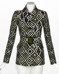 Prada F/W 2012 Geometric Print Crystal & Plexi Embellished Belted Jacket