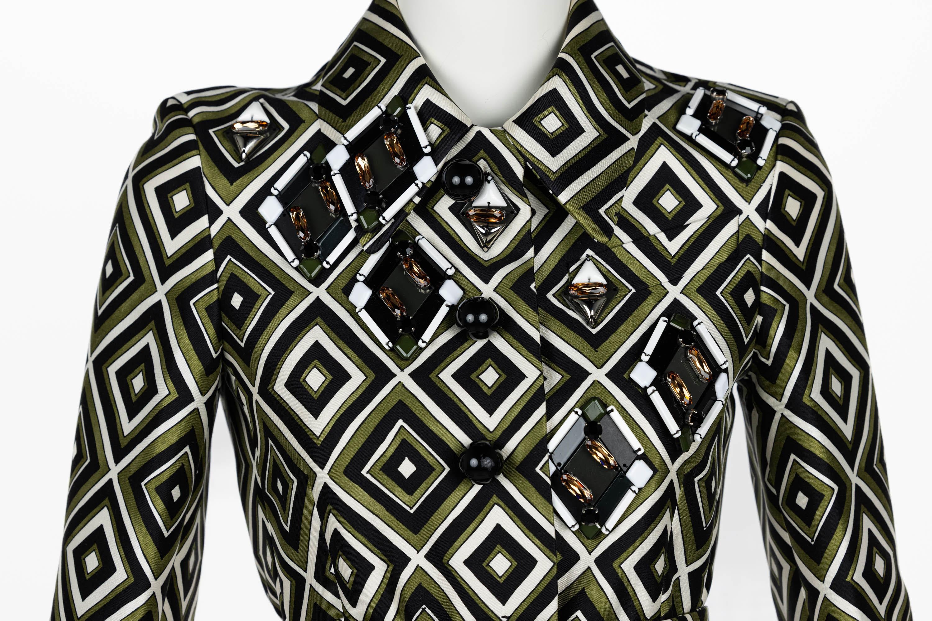 Prada F/W 2012 Geometric Print Crystal and Plexi Embellished Belted ...