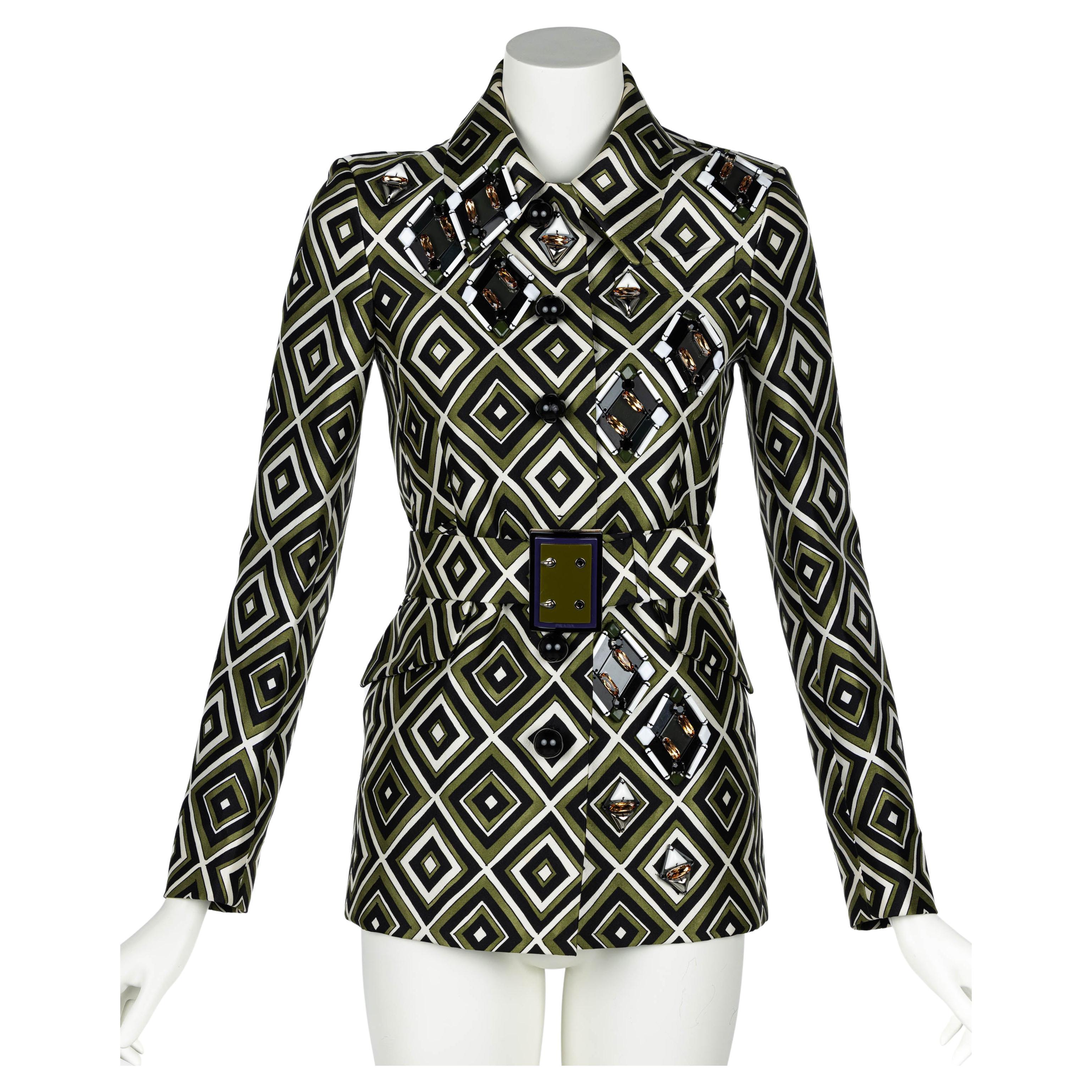 Prada F/W 2012 Geometric Print Crystal and Plexi Embellished Maxi Vest ...