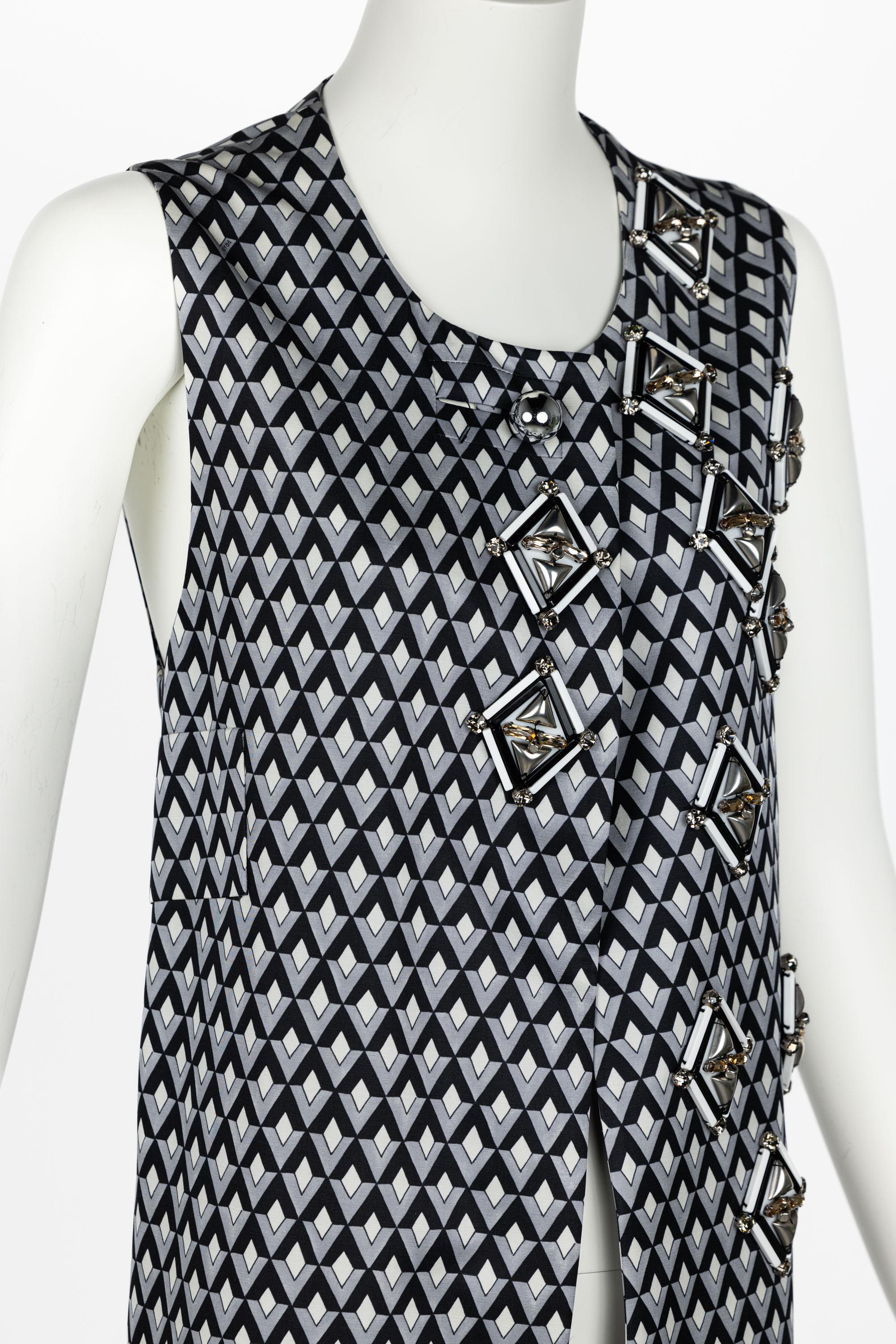 Prada F/W 2012 Geometric Print Crystal & Plexi Embellished Maxi Vest 4