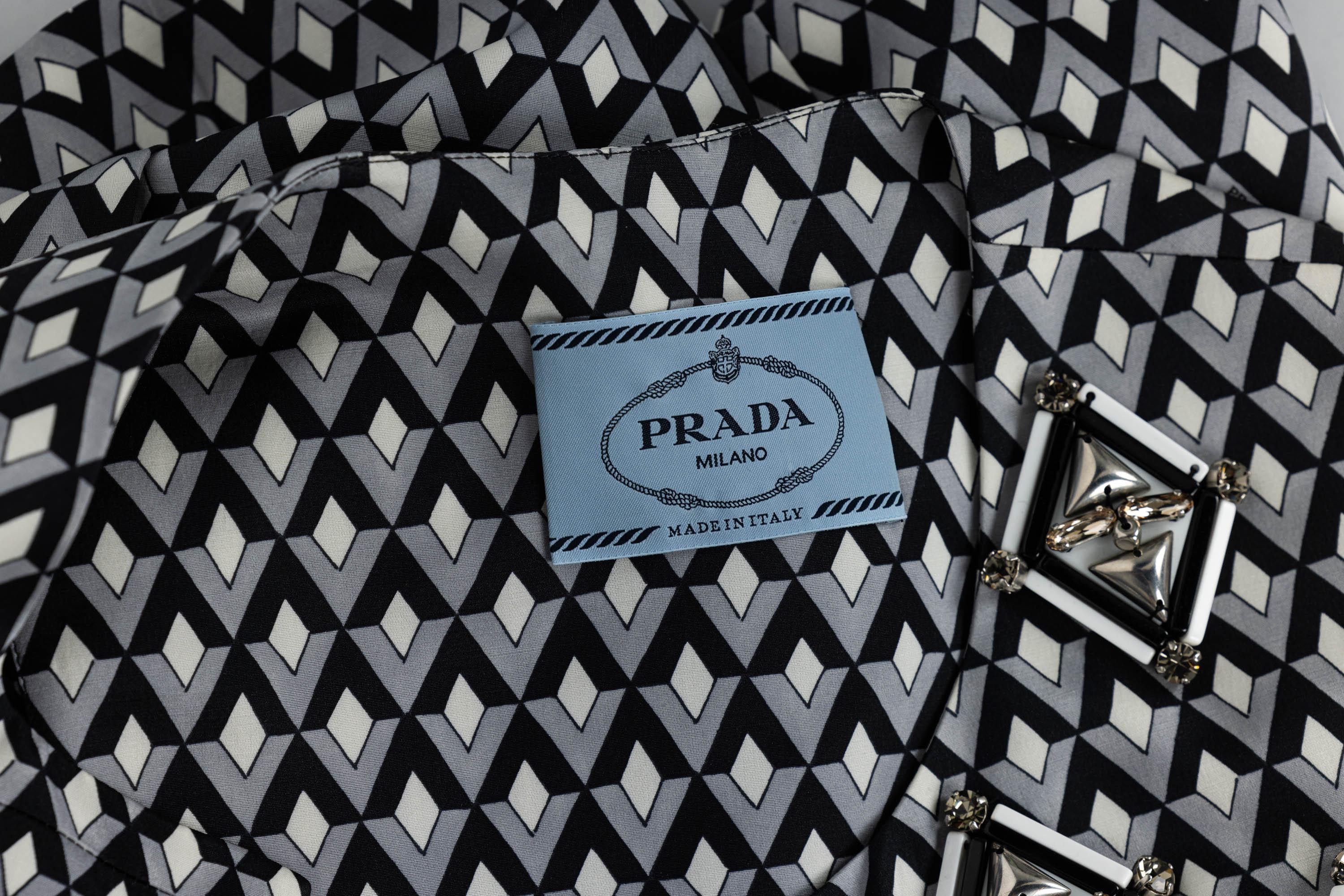 Prada F/W 2012 Geometric Print Crystal & Plexi Embellished Maxi Vest 6