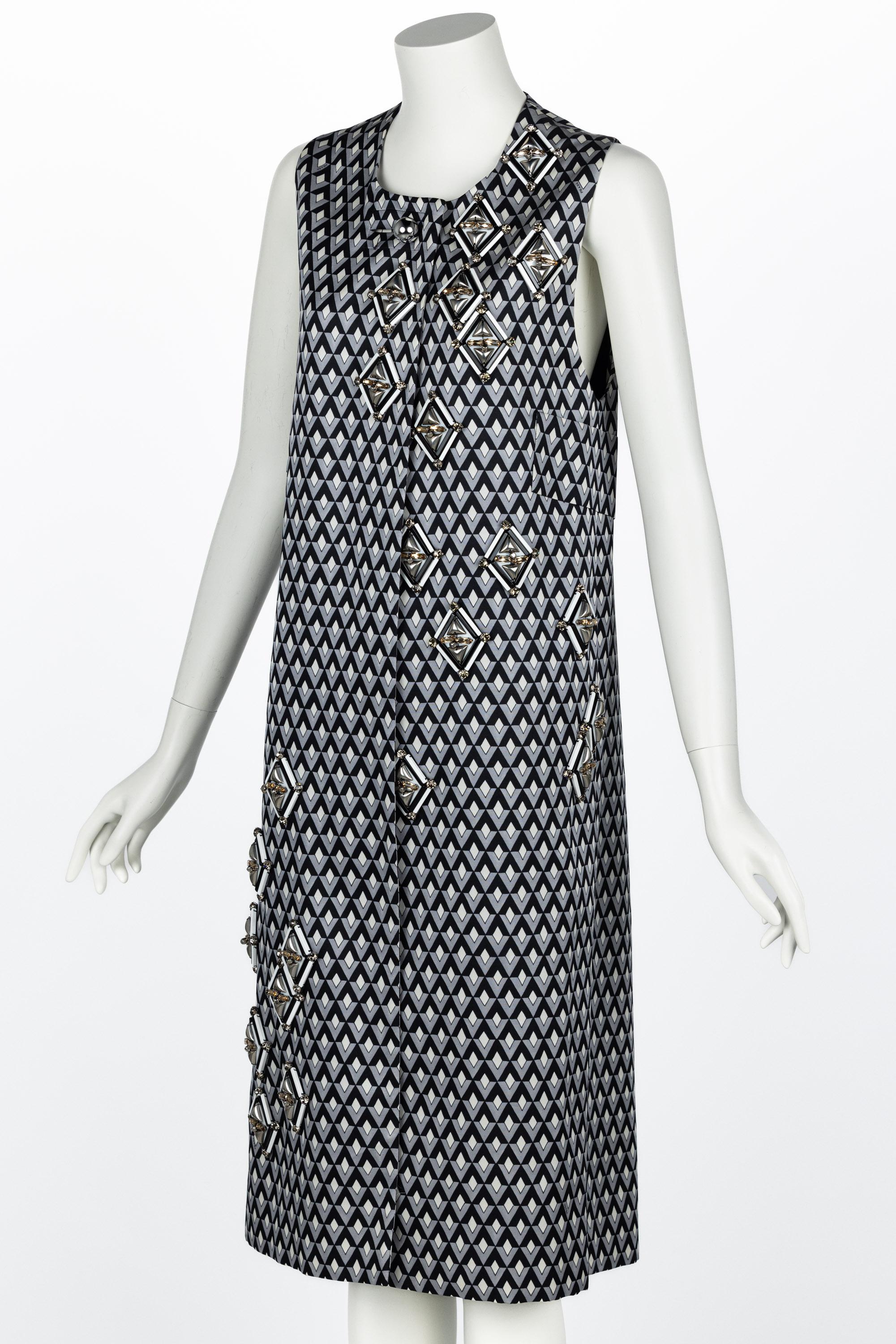 Black Prada F/W 2012 Geometric Print Crystal & Plexi Embellished Maxi Vest