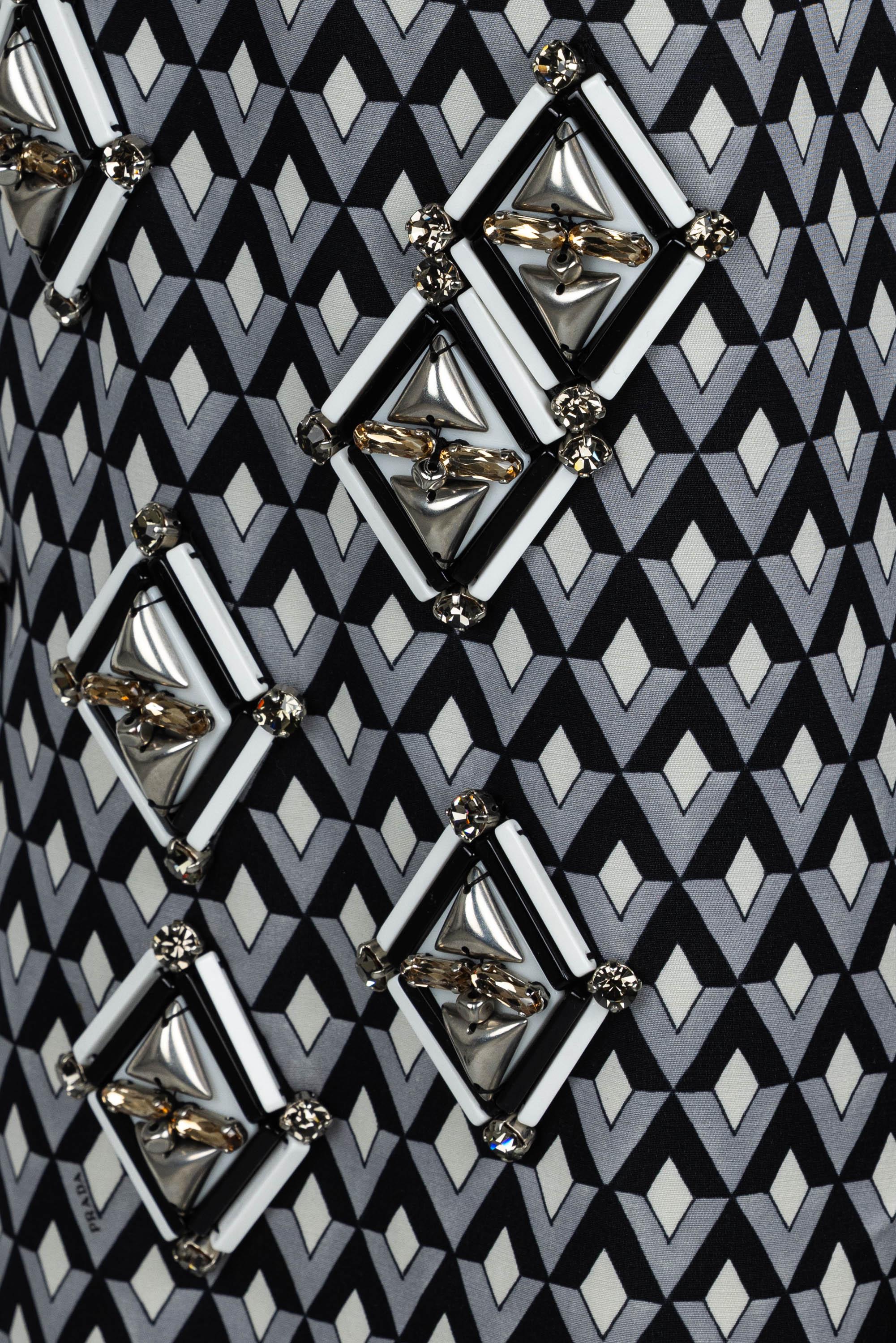 Prada F/W 2012 Geometric Print Crystal & Plexi Embellished Maxi Vest 1