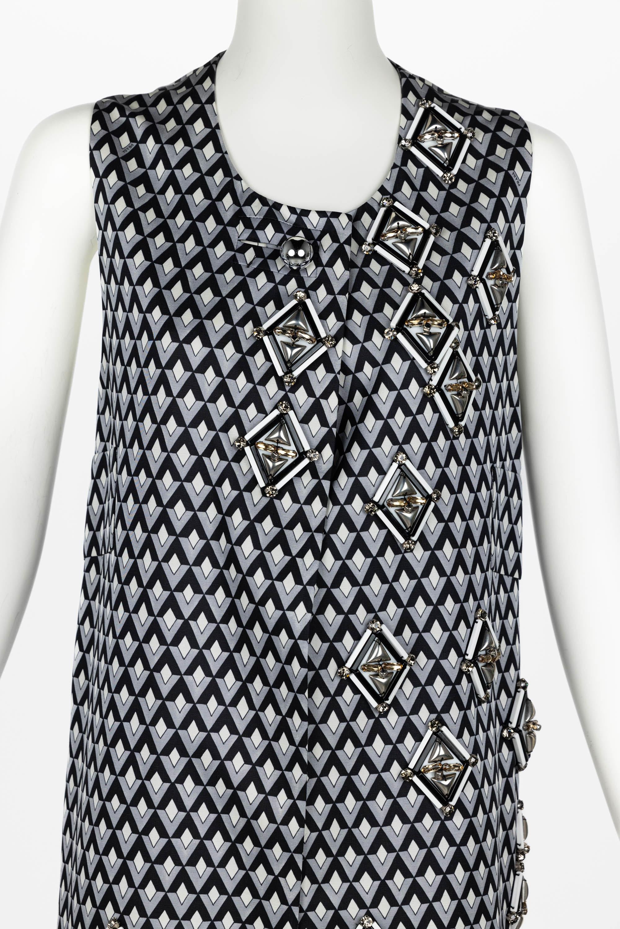 Prada F/W 2012 Geometric Print Crystal & Plexi Embellished Maxi Vest 3