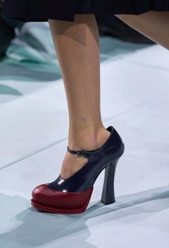 Prada F/W 2012 RUNWAY Mary Jane Dipped Red Rubber Heels Platforms Sz 38.5