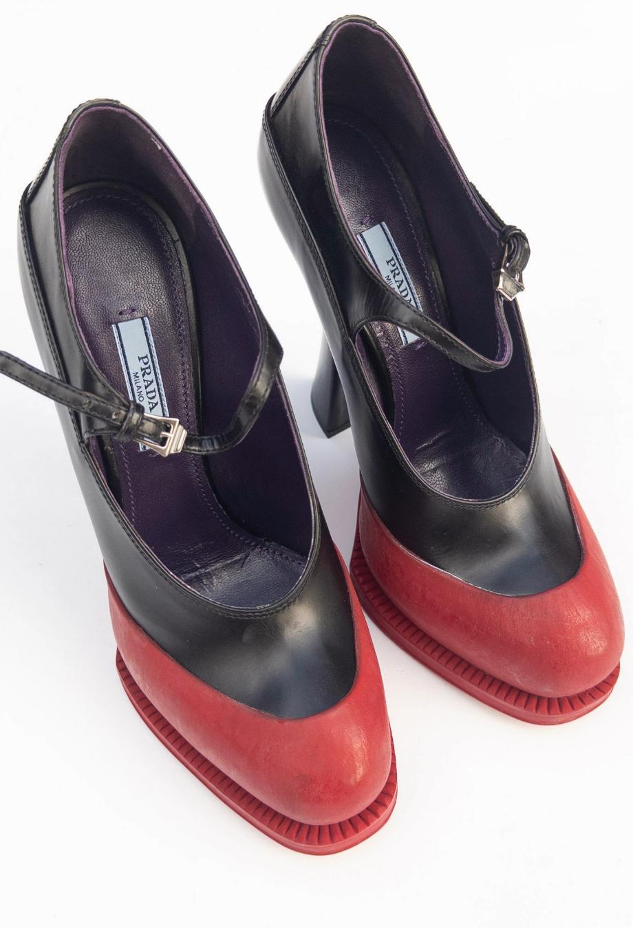 Women's or Men's Prada F/W 2012 RUNWAY Mary Jane Dipped Red Rubber Heels Platforms Sz 38.5 For Sale
