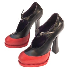 Prada F/W 2012 RUNWAY Mary Jane Dipped Red Rubber Heels Platforms Sz 38.5