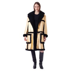 Used Prada F/W 2014 Runway Gold and Black Shearling Coat