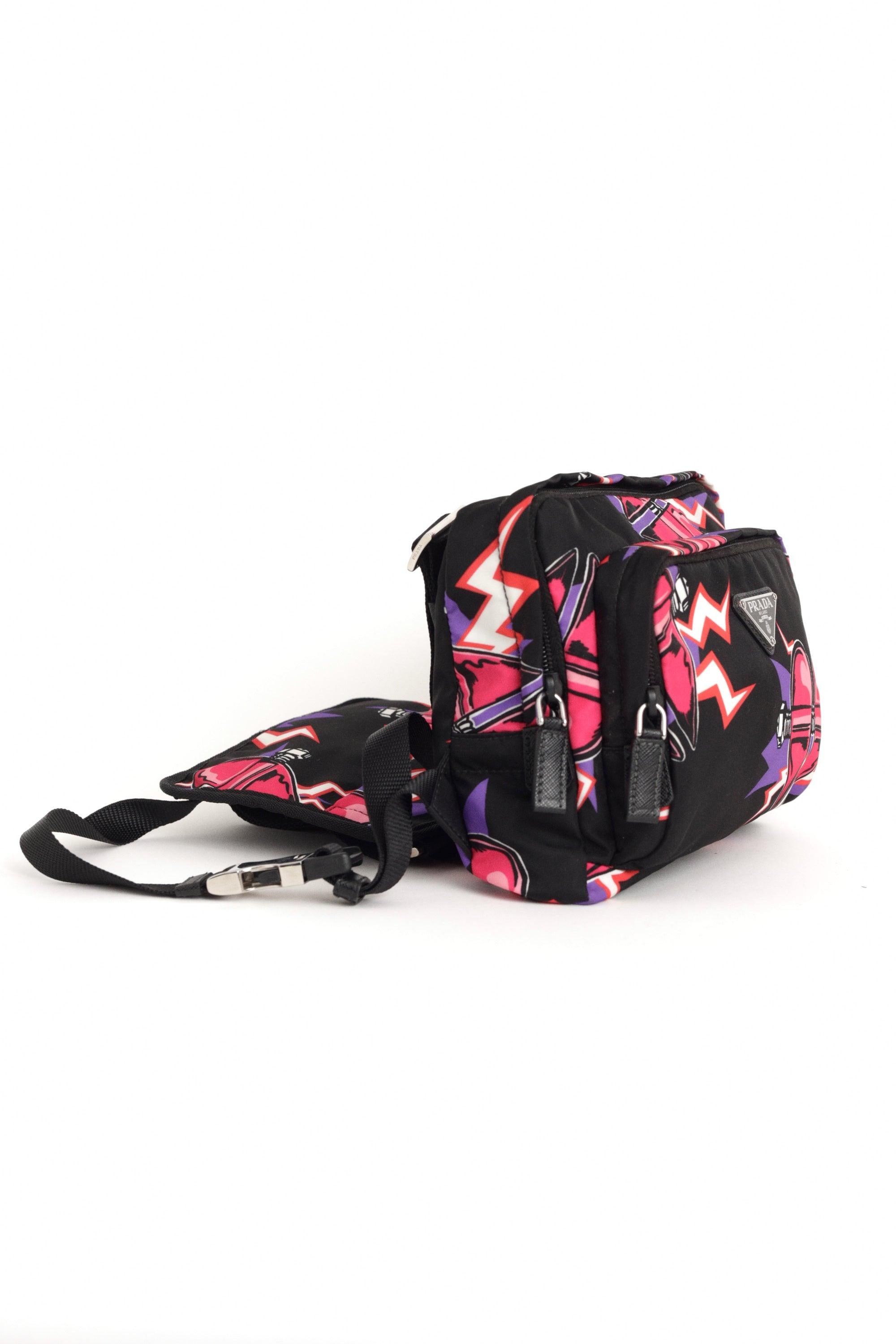 Prada Fall Winter 2019 Frankenstein collection backpack. Features Prada hardware, three outer zip compartments, inside zip back pocket, adjustable straps and buckle closure. Pre-loved, in excellent condition.
Brand: Prada
Color: