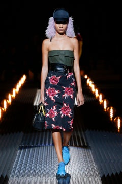 Prada F/W 2019 roses print midi skirt