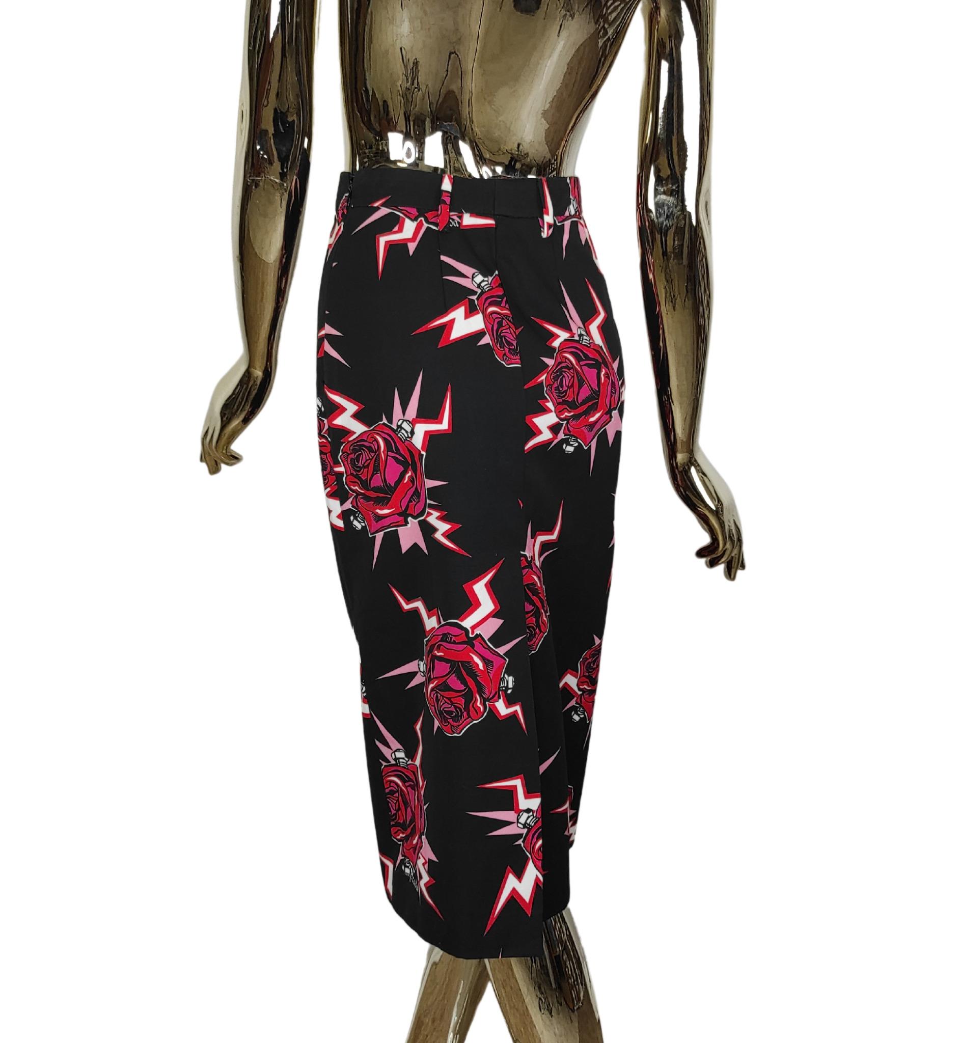 Black Prada F/W 2019 roses print midi skirt