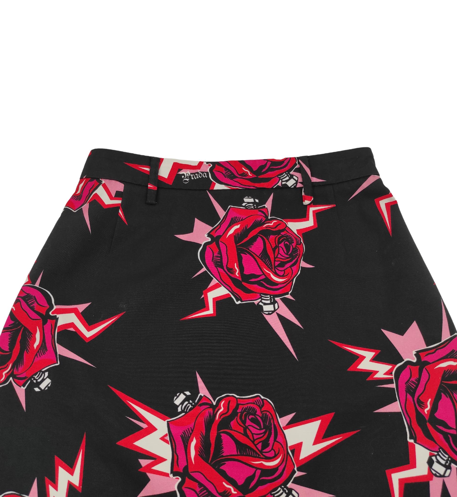 Prada F/W 2019 roses print midi skirt 1