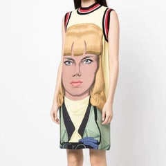 Prada Face Print Silk Sleeveless Dress