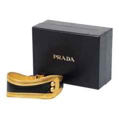 Prada Fairy Collection Black Gold Leather Choker Necklace