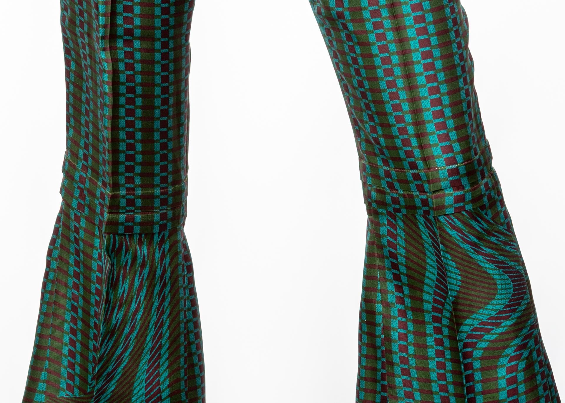 Black Prada Fairy Collection Green Purple Printed Flared Runway Pants, 2008