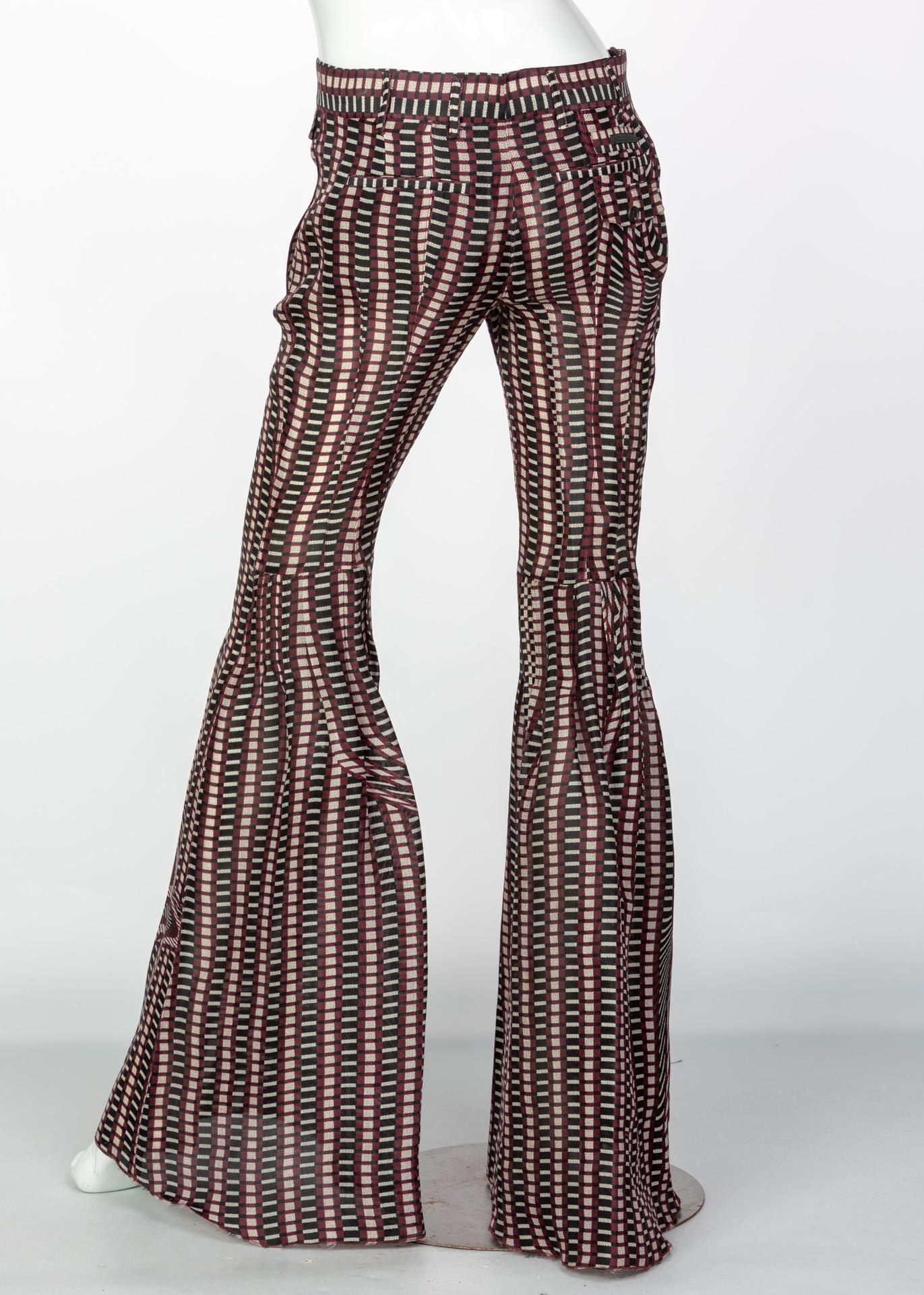 Prada Fairy Collection  Printed Flared Runway Pants, 2008 In Excellent Condition In Boca Raton, FL