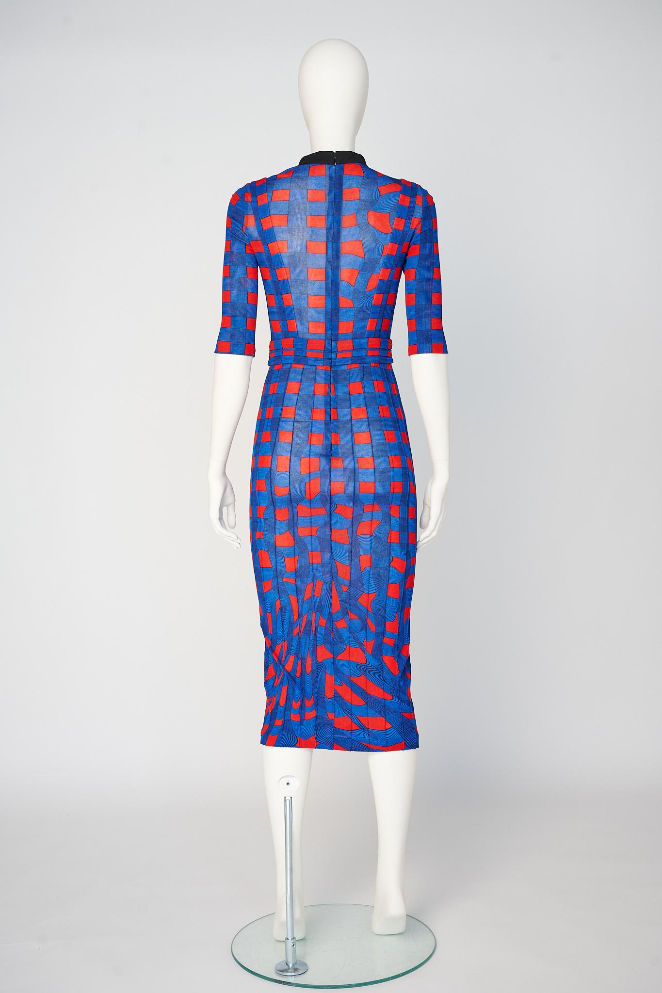 Robe Madi en jersey extensible à carreaux de la Collectional, SS2008 en vente 5