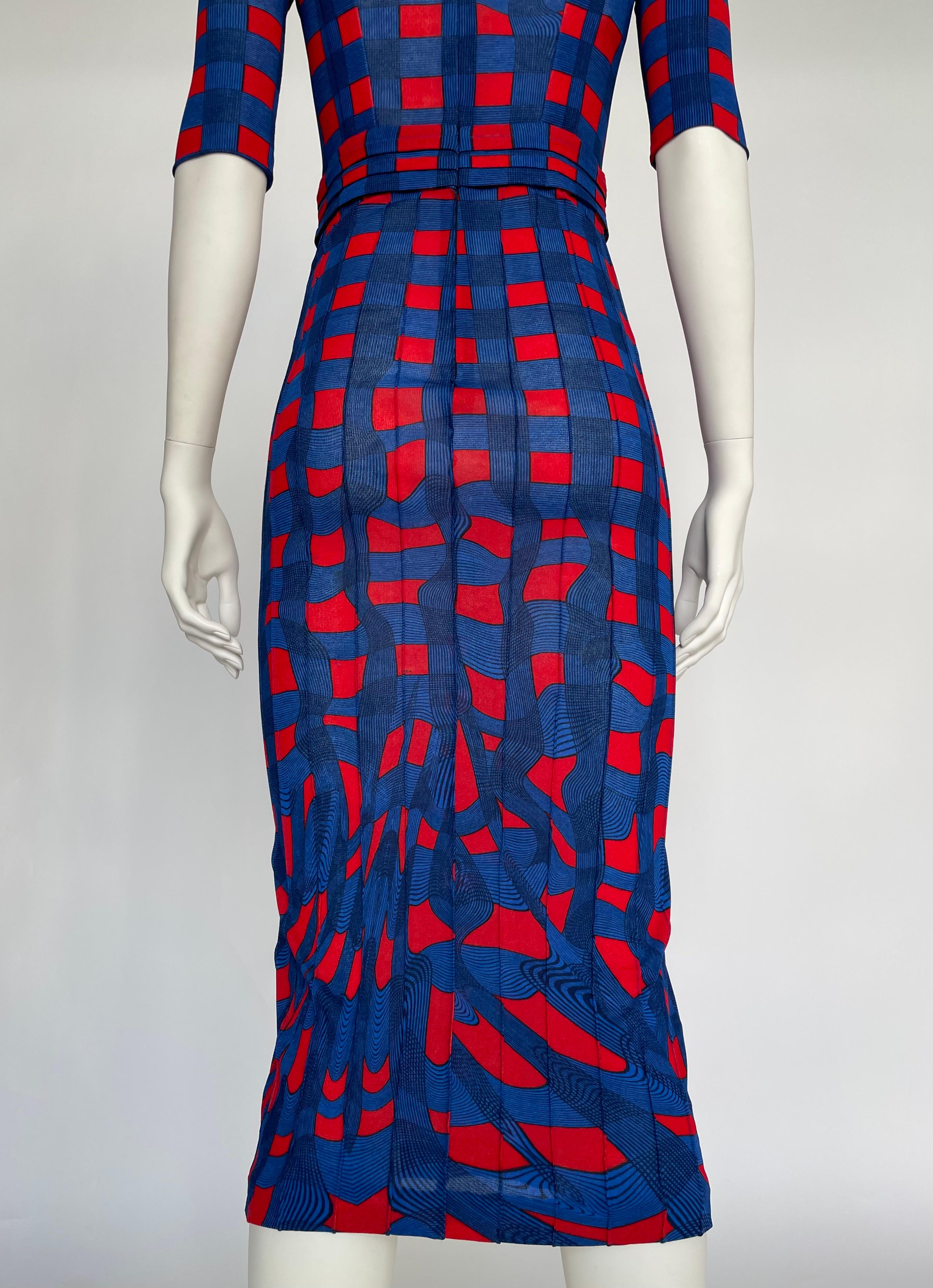 Robe Madi en jersey extensible à carreaux de la Collectional, SS2008 en vente 7
