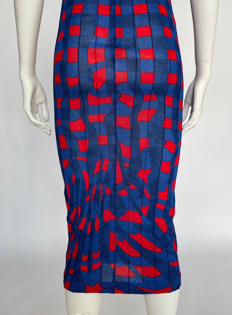 Prada Fairy Collection Runway Checked Stretch-Jersey Midi Dress, SS2008